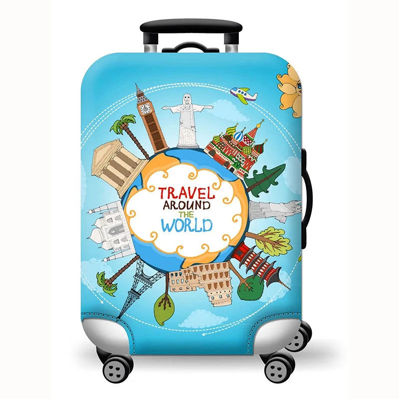 Hot Thick Elastic World Luggage Protective Cover Zipper Suit for 18-32 Inch Bag Suitcase Covers Trolley Cover Travel Accessories