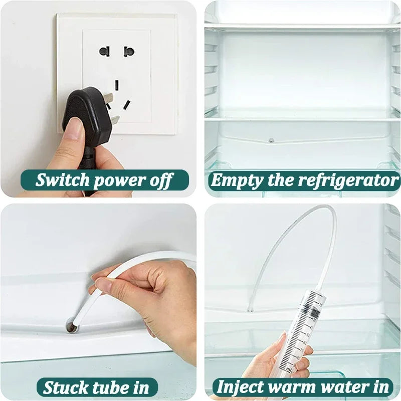 Refrigerator Drain Clean Brush Wash Brush Suction Syringe Hose Fridge Cleaner Stick Dredge 1.5M Drain Hole Kit Cleaning Tools