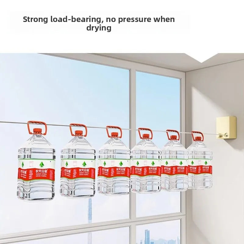 Invisible Retractable Clothesline Balcony Indoor Steel Wire Line No Drilling Needed Clothes Drng Tool Travel Portable Equip...