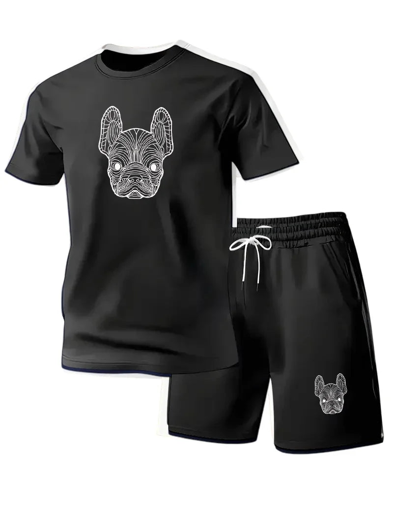 Summer Men's Quick Dry Casual Short Sleeve T-Shirt And Shorts Set City Street Fashion Running Sports 2-Piece Suit