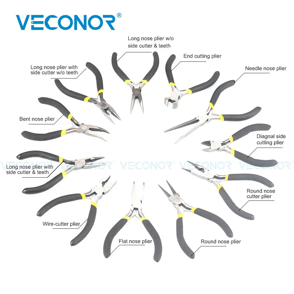 11pcs Jewelers Pliers Set Wire Wrapping Hobby 5" Mini Pliers Multi Types Carbon Steel Multifunctional Hand Tools