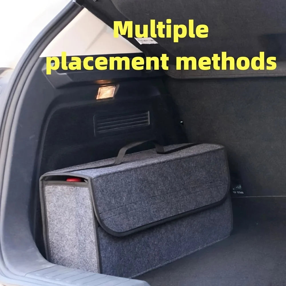 KKJOY Felt Car Trunk Organizer Folding Storage Bag for Auto Rear Seat Back Off-Road 4x4 Mounting Pouch Durable Accessories