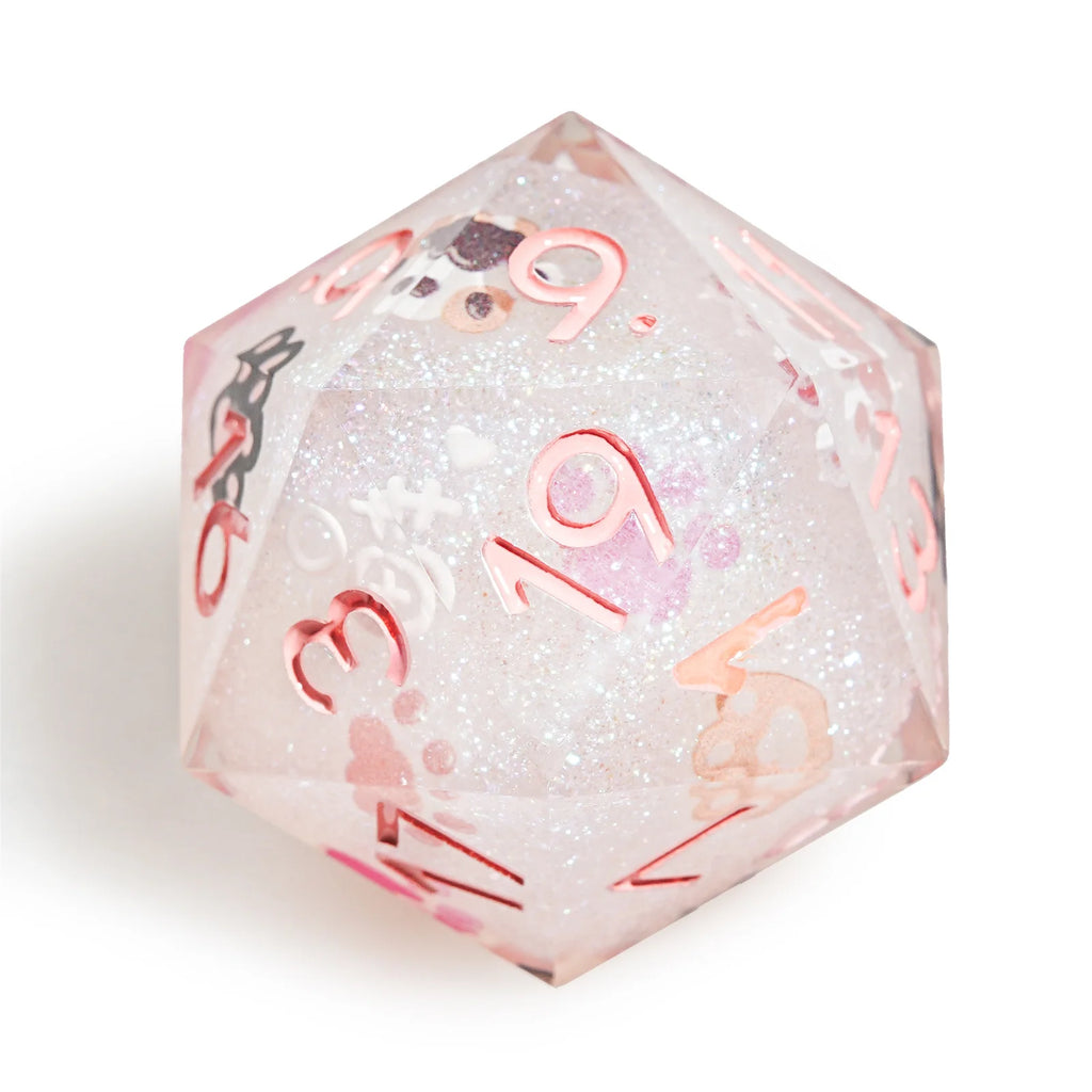 1-7pcs DND Milk White Solid Resin Black Kitten Smile Cat Dice Set Multi-sided Polyhedral Dice for D&D COC Role RPG Table Game