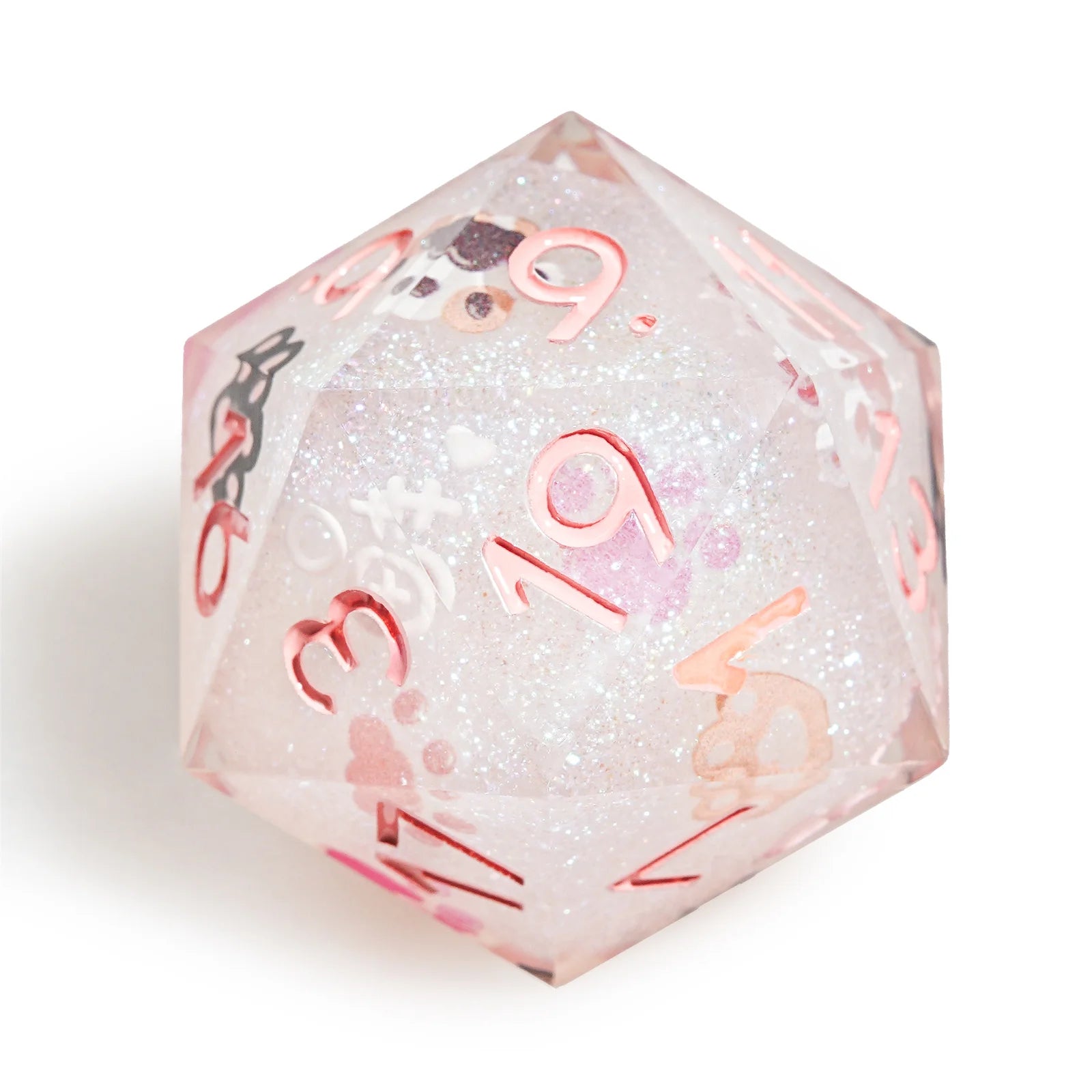 1-7pcs DND Milk White Solid Resin Black Kitten Smile Cat Dice Set Multi-sided Polyhedral Dice for D&D COC Role RPG Table Game