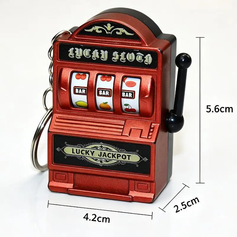 [CL]Mini Gambling Slot Machine Key Chains Arcade Pocket Fruit Lucky Jackpot Gadget Antistress Toy Funny Games Keychain Ring[CL]