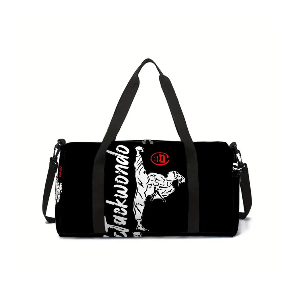 Taekwondo Judo 2D Flat Cartoon School Travel Bag Large Capacity Zipper Luggage Bag Best Gift for Boys Girls Fashion Style