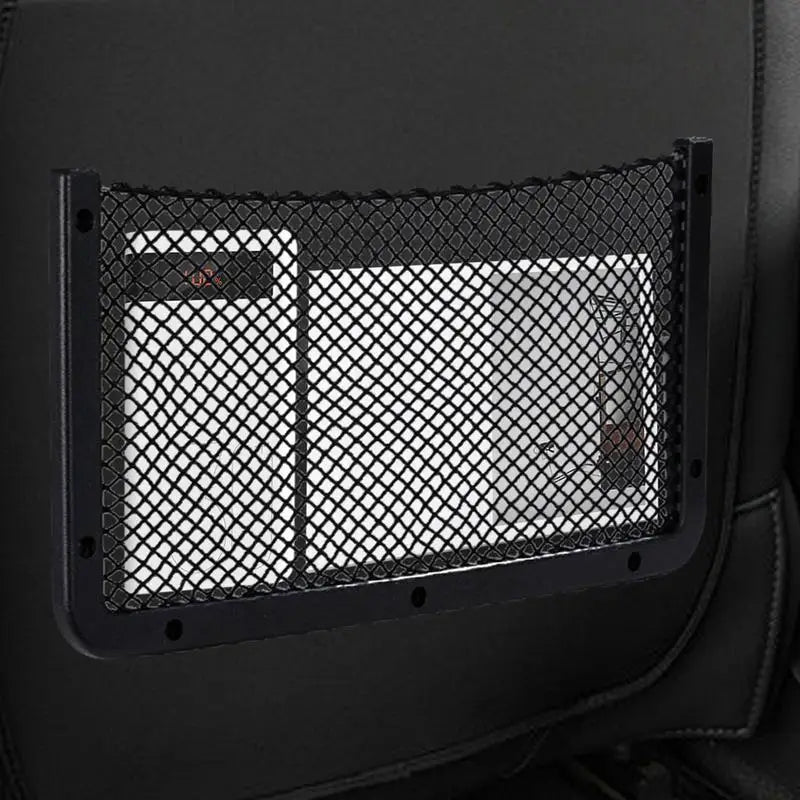 Mesh Cargo Net For Car ABS Frame Car RV Cargo Net Mesh Bag Boat Storage Pouch With Hooks Cell Phone Holder With Screws And Tape