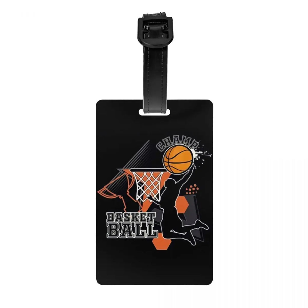 Custom Basketball Dots Round Luggage Tag Privacy Protection Physical culture Baggage Tags Travel Bag Labels Suitcase