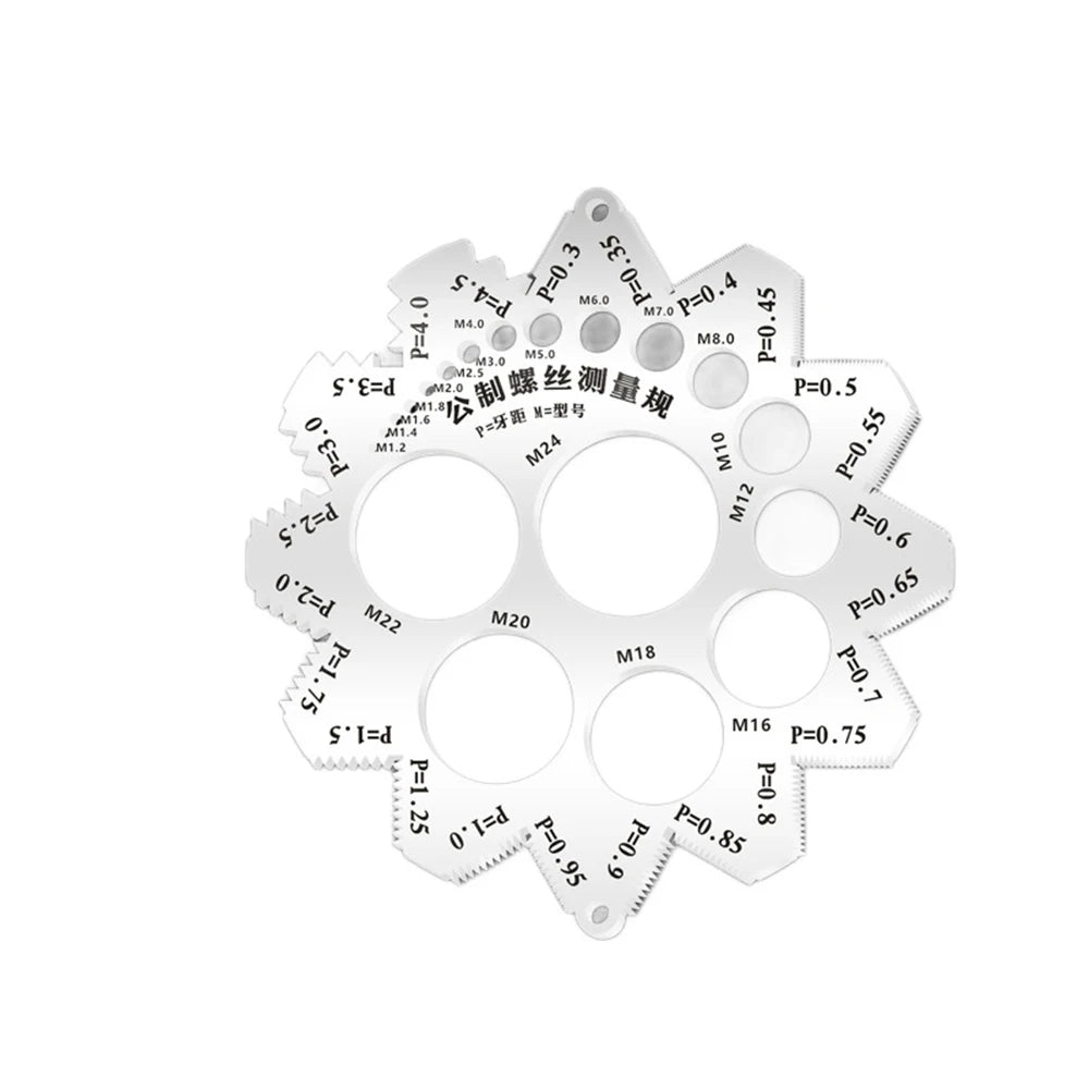Thread Checker Screw Measurement Ruler Stainless Steel Caliper Metric for Measuring Screw Pitch Bit Bolt Nut Screw Gauges