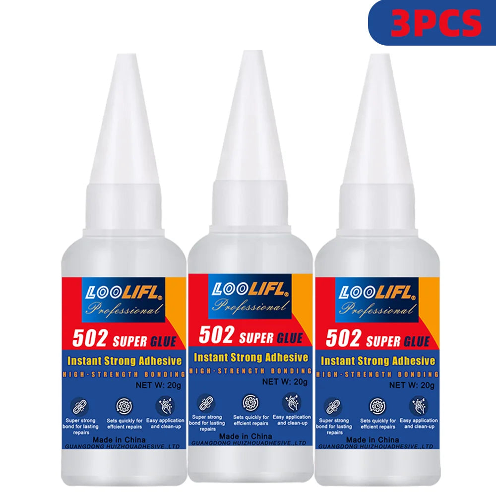 LOOLIFL 502 Super Glue 1-7Pcs X20g Instant Strong Adhesive Multi-Purpose Precision Glue for Plastic Wood Metal Rubber DIY Repair