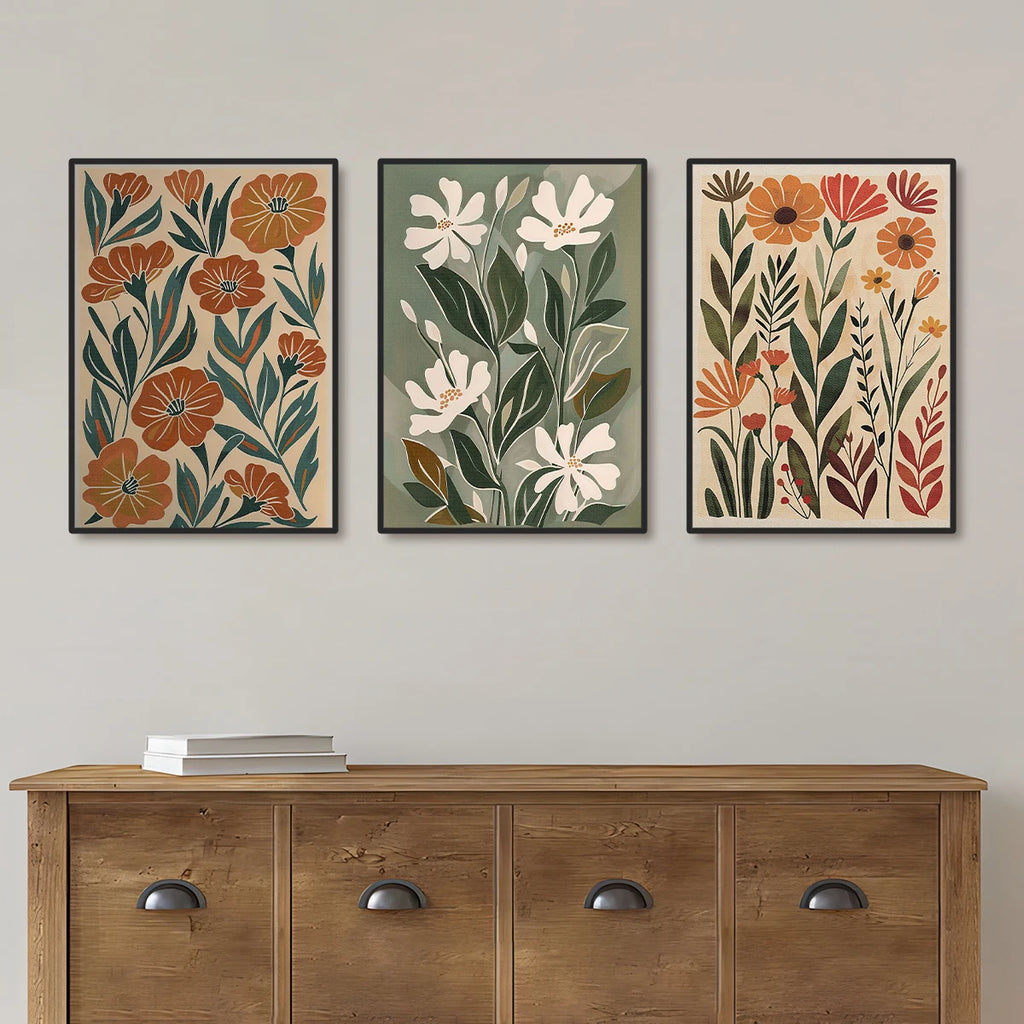Bohemian Abstract Floral Canvas Printing Spring Wildflower Plant Wall Art Posters for Modern Living Room Bedroom Home Decor