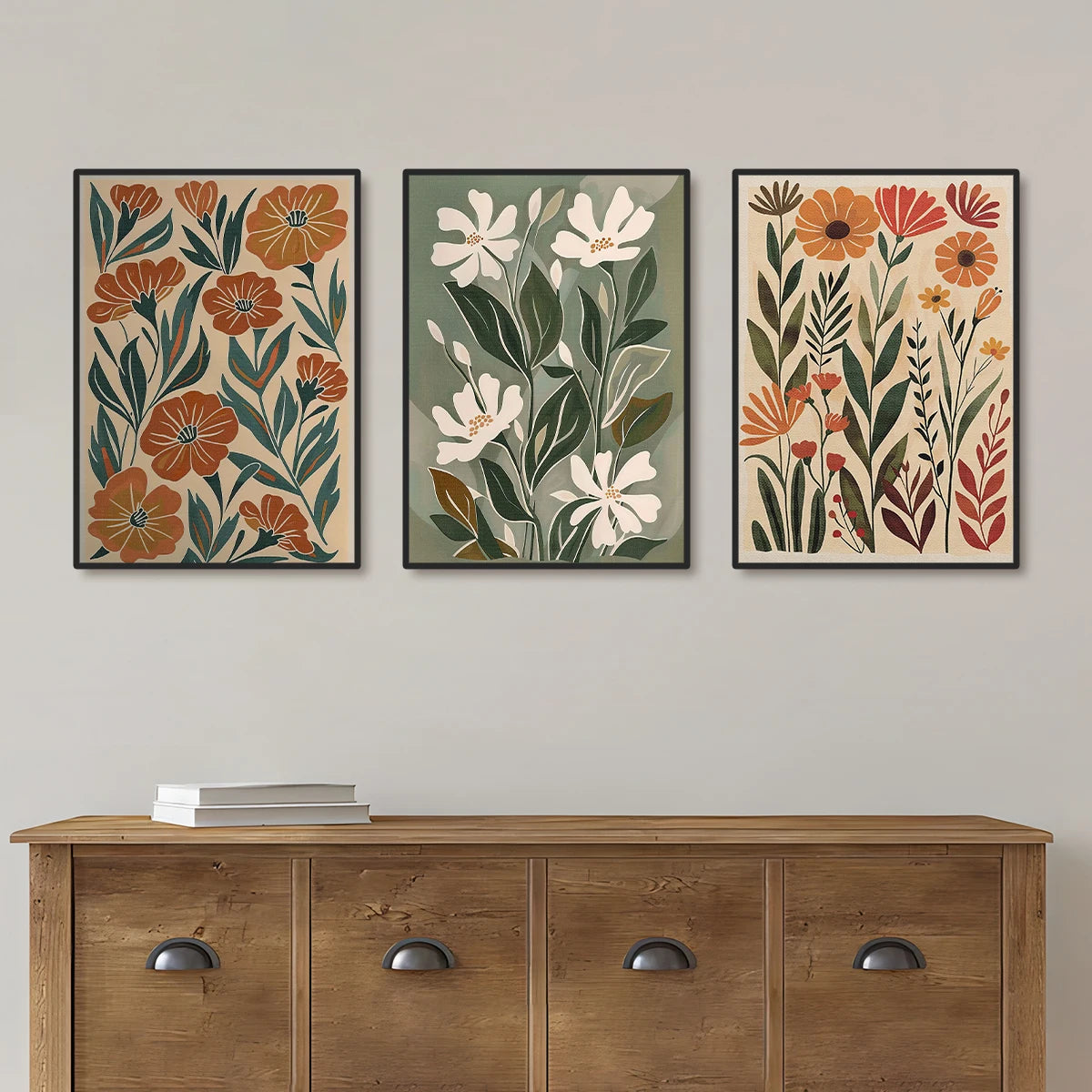 Bohemian Abstract Floral Canvas Printing Spring Wildflower Plant Wall Art Posters for Modern Living Room Bedroom Home Decor