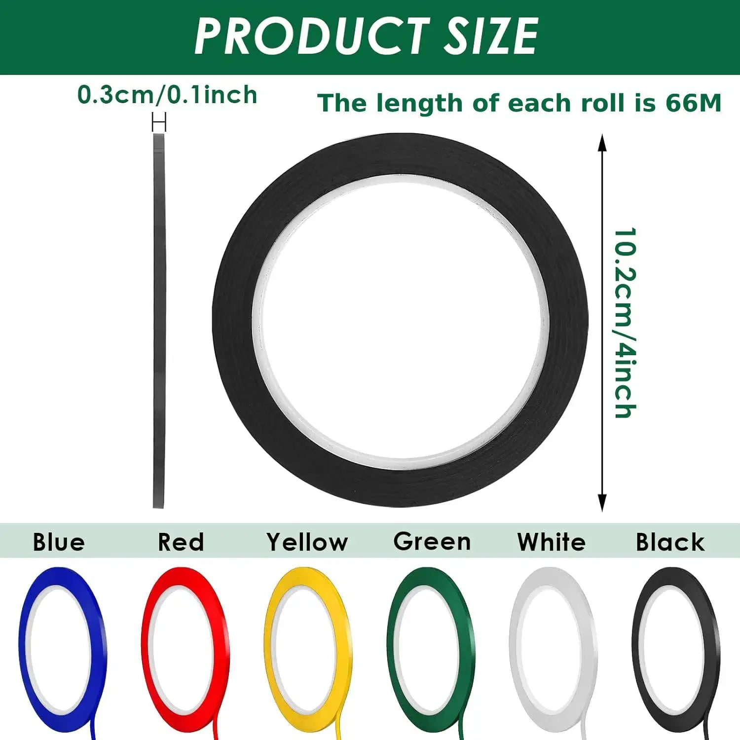 2pcs 3-10mm Graphic Chart Tape Whiteboard Tape Vinyl Tape Self-Adhesive Artist Tape Chart Line Grid Marking Tapes for DIY Art