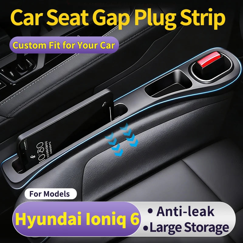 Car Gap Filler Strip for Hyundai Ioniq 6 Car Seat Gap Filler Plug Strip Front Seat Crevice Storage Easy Access Interior Organize