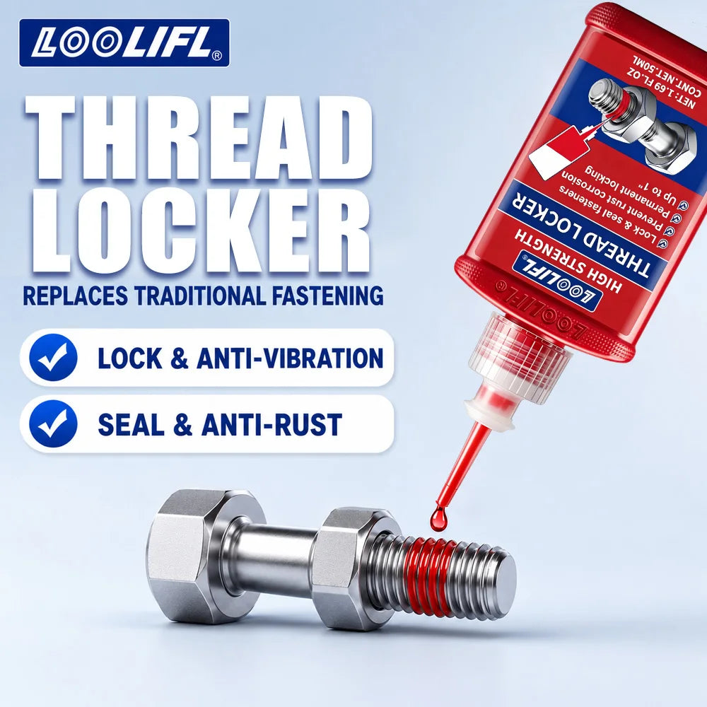 50ml High Strength Thread Locker Red Permanent Anaerobic Adhesive Anti-Vibration Anti-Rust Sealant for Metal Screw Bolt Fastener