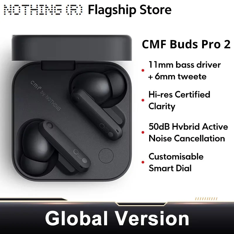 Global Version Nothing CMF Buds Pro 2 By Earphone Bluetooth 5.3 with 50 dB Hybrid Active Noise Cancellation 6 HD MICS IP55