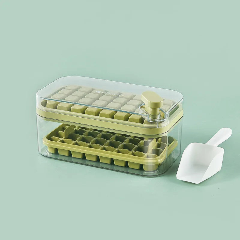 32/64 Grids Ice Cube Maker Ice Storage Box with Lid Pressing Ice Molds Silicone Ice Cube Tray One Button Release Ice Cube Mold
