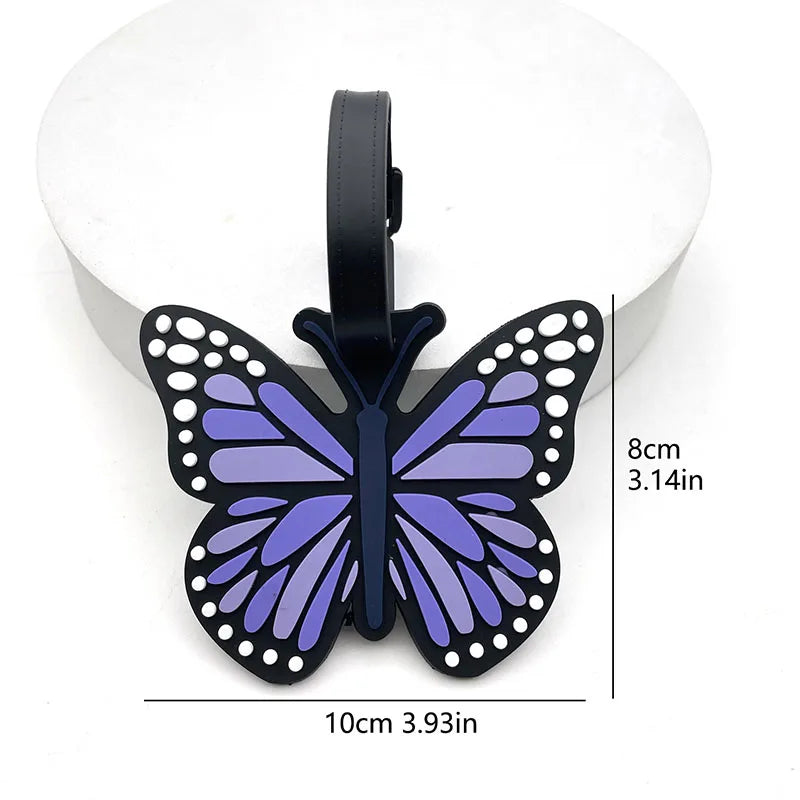 4 Color Travel Accessories Cute  Butterfly Luggage Tag Silica Gel Suitcase ID Address Holder Baggage Boarding Tag Portable Label