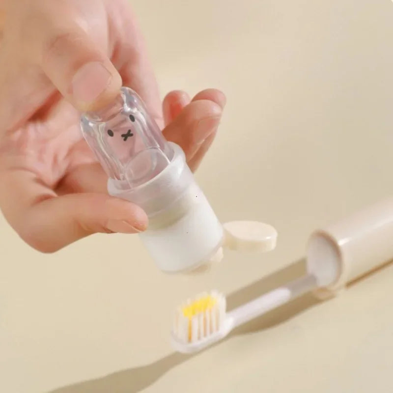 Convenient 2-in-1 Folding Toothbrush Set with Travel Container Small Essential for Business Portable Dental Care
