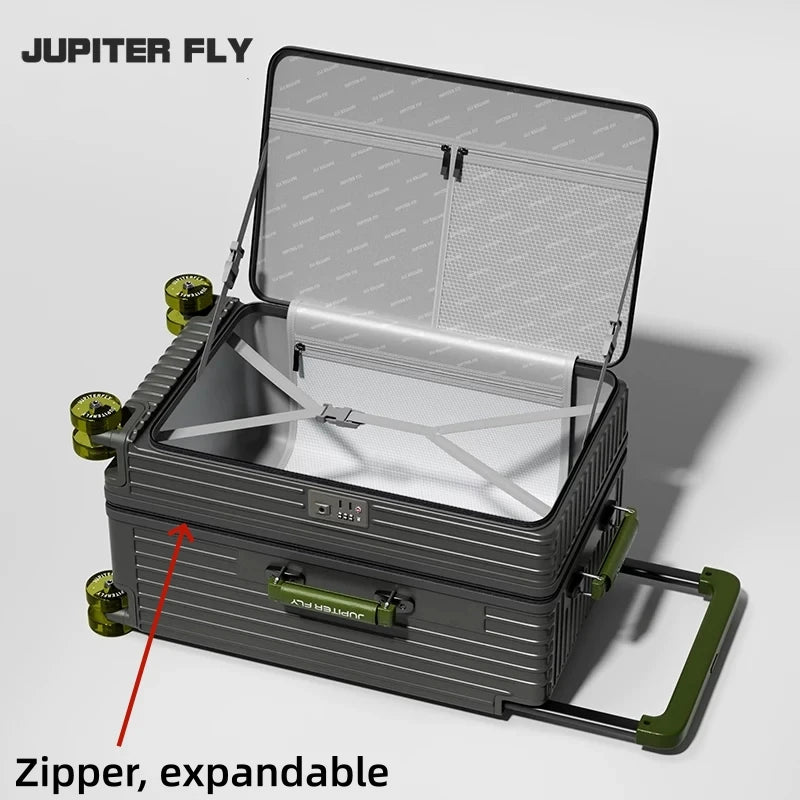 Side Opening Rolling Luggage Wide Trolley Travel 1:9 Deep Warehouse Suitcase with Skating Spinner Wheels TSA Lock PC Material 20