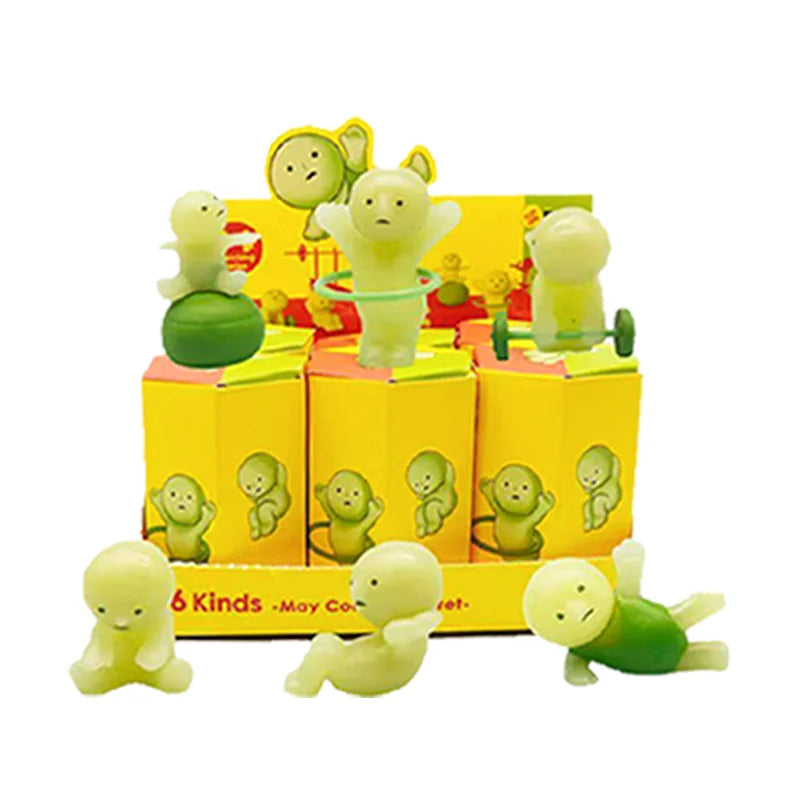 4 Multiple Series Noctilucent Green Doll Blind Mystery Box Action Figures Decoration Desktop Model Toy For Gift Surprise