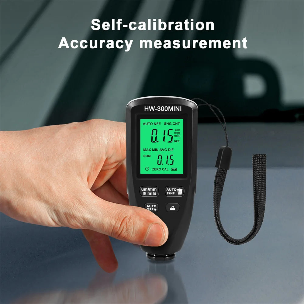 HW-300PRO Digital Paint Thickness Gauge Width Measuring High Precision Car Metal Coating Thickness Tester For Manufacturing