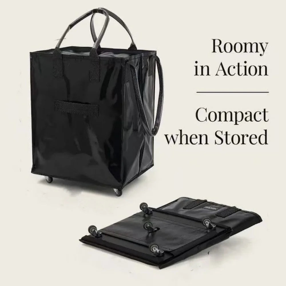 Foldable Wheeled Shopping Tote Bag Rolling Grocery Cart Bag Portable Travel Luggage Bag for Shopping Camping Travel Business