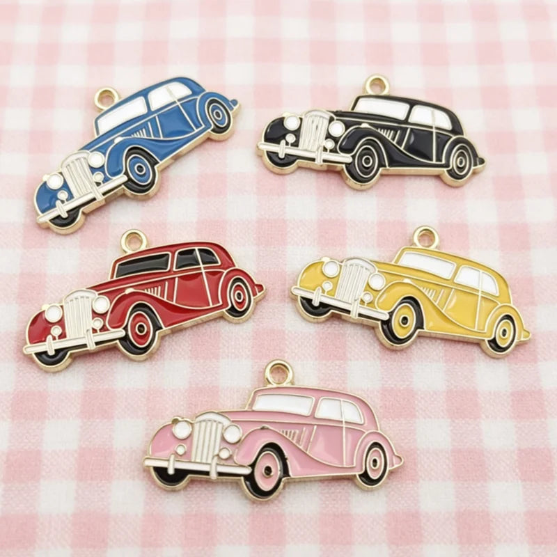10pcs Car Pendant DIY Jewelry Accessories Alloy Drip Oil Pendant Keychain Earring Pendant