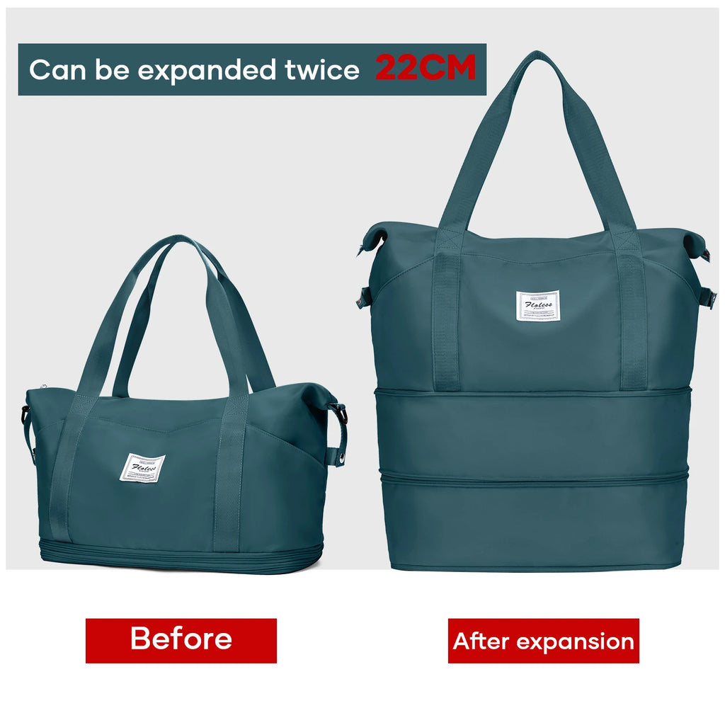Expandable Large Capacity Travel Bag, Triple Layer Folding Travel Bag Multifunctional Storage Luggage Bag for Clothing, Handbag