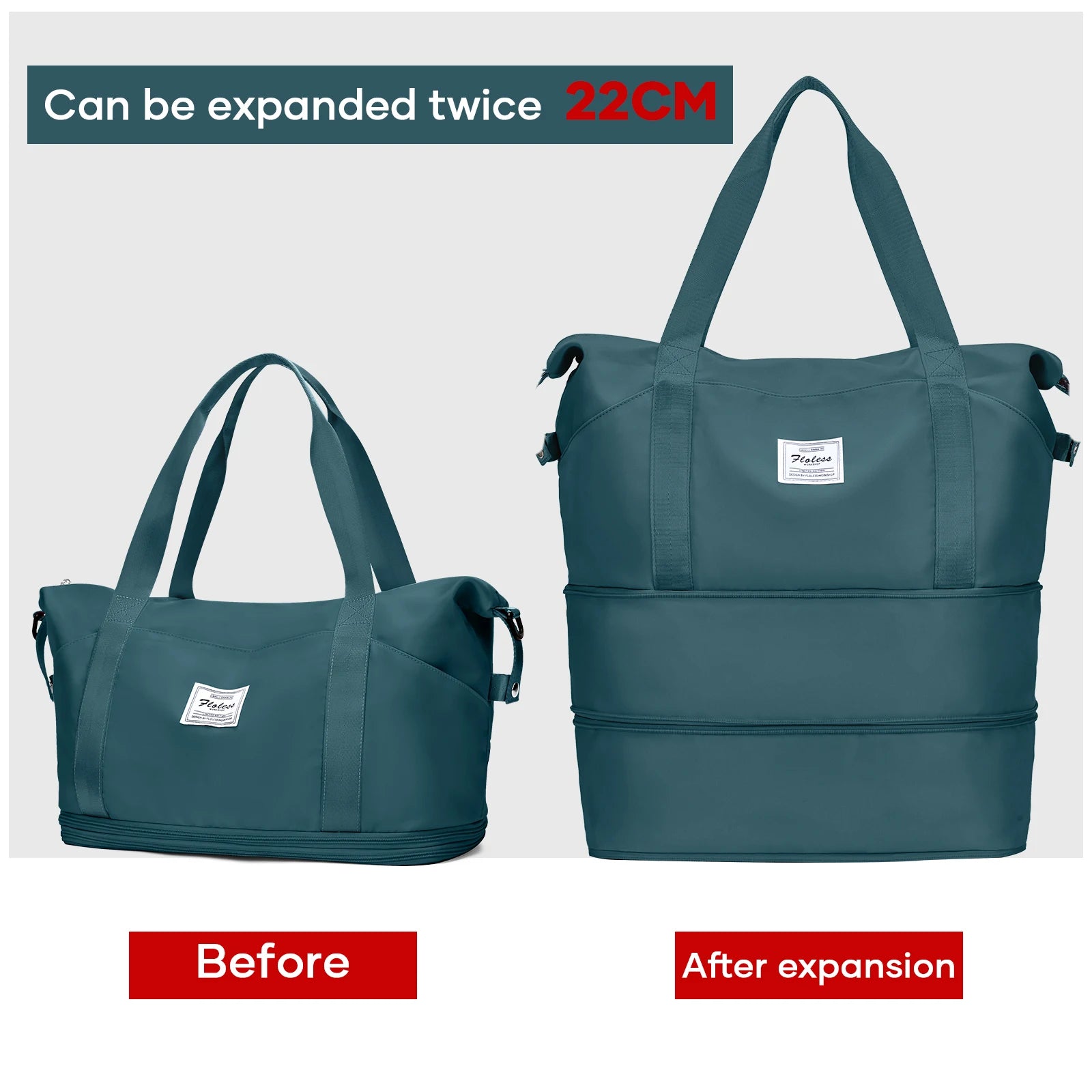 Expandable Large Capacity Travel Bag, Triple Layer Folding Travel Bag Multifunctional Storage Luggage Bag for Clothing, Handbag