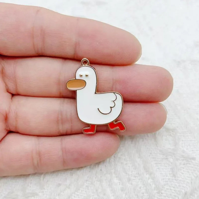 10pcs cartoon cute refueling duck drip oil alloy pendant DIY handmade earrings keychain accessories materials