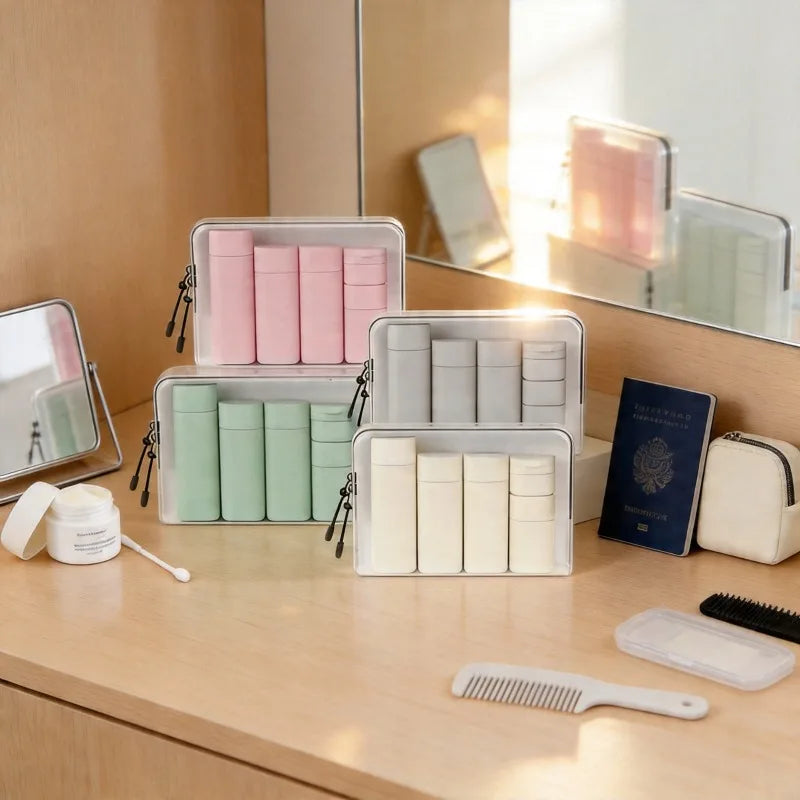 5pcs Multiple Colors Portable Soft Touch Cream Travel Dispenser Bottles Set for Lotion Cleanser Shampoo Refillable Bottles
