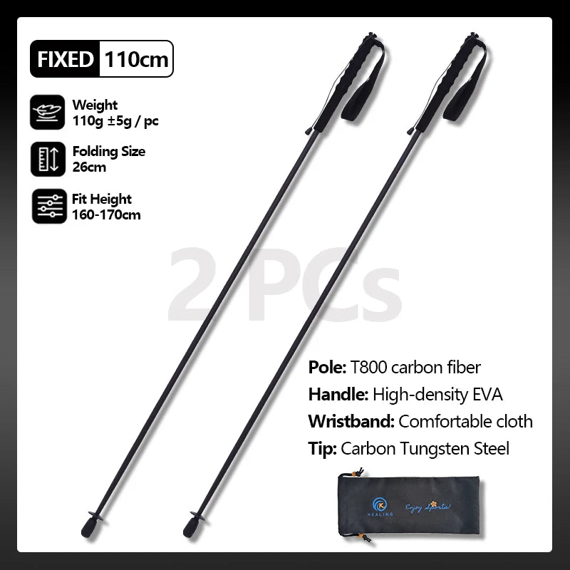 115g Ultra-Lightweight Trekking Poles Foldable 5-Sections Carbon Fiber Hiking Poles Sticks Walking Cane Outdoor Gear Equipment