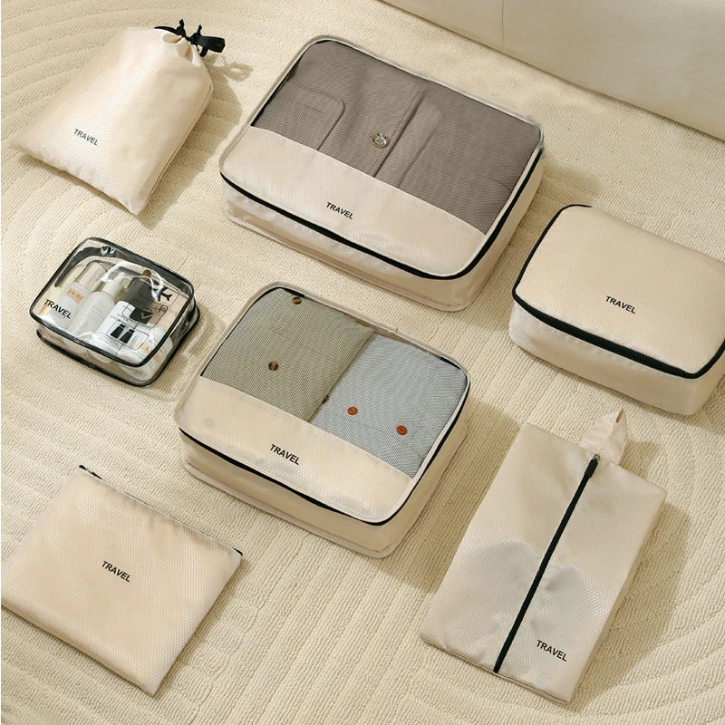 3pcs Set Travel Clothes Storage Bag Waterproof Packing Cubes Mesh Visible Travel Suitcases Organizer Pouch Luggage Organiser