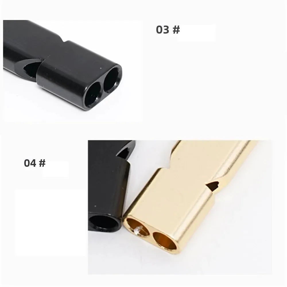 Flat Aluminum Alloy Dual Frequency Survival Whistle Double Tube Outdoor Equipment Equipped EDC Tool