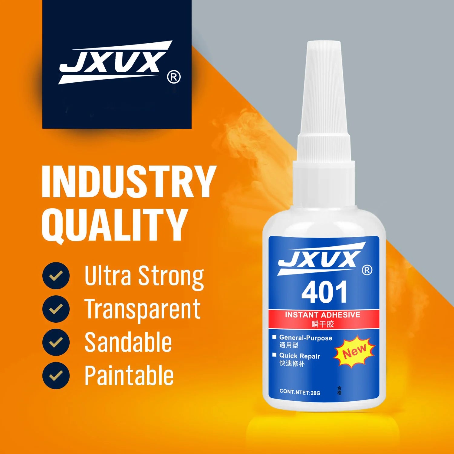 JXVX Super Glue for Cars and Trucks 20g - Heavy Duty Automotive Adhesive for Interior Exterior Trim, Badges, Bumpers, Decals.