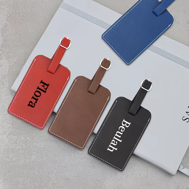 Custom Name Faux Leather Passport and Luggage Tag Set, Luggage Tags, Laser Leather Luggage Tags, Personalized Luggage Tags