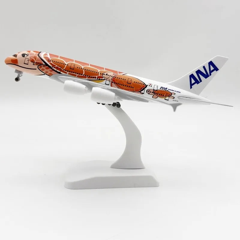 16/20CM A380 ANA Sea Turtle Metal Airplane Model Plane Toy with Display Stand for Adult Aviation Gifts Collection