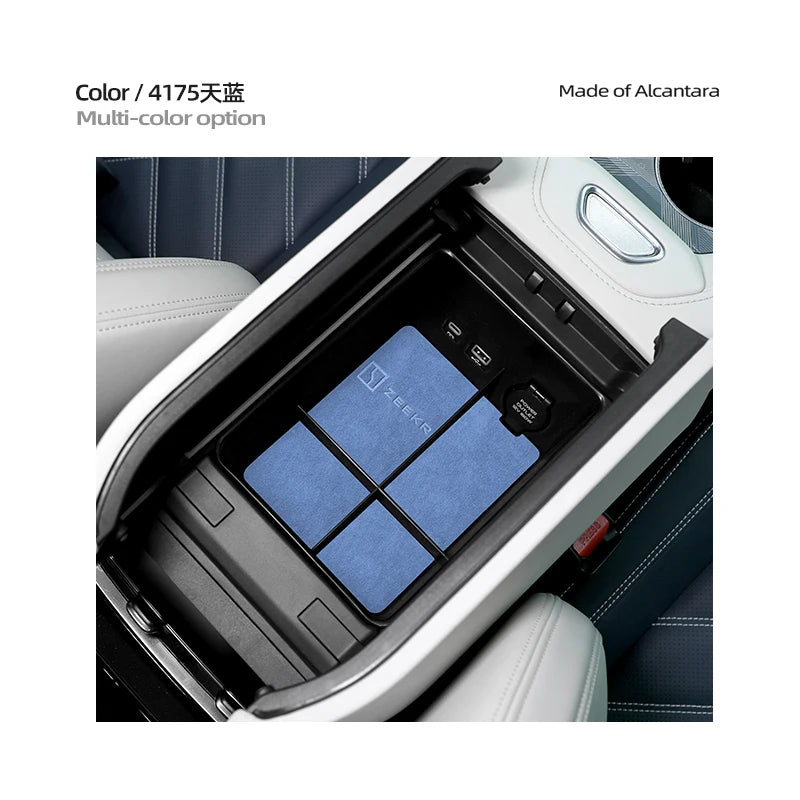 For ZEEKR 001 Center Control Storage Box Storage Box Shelf Armrest Box alcantara suede Interior Car Supplies