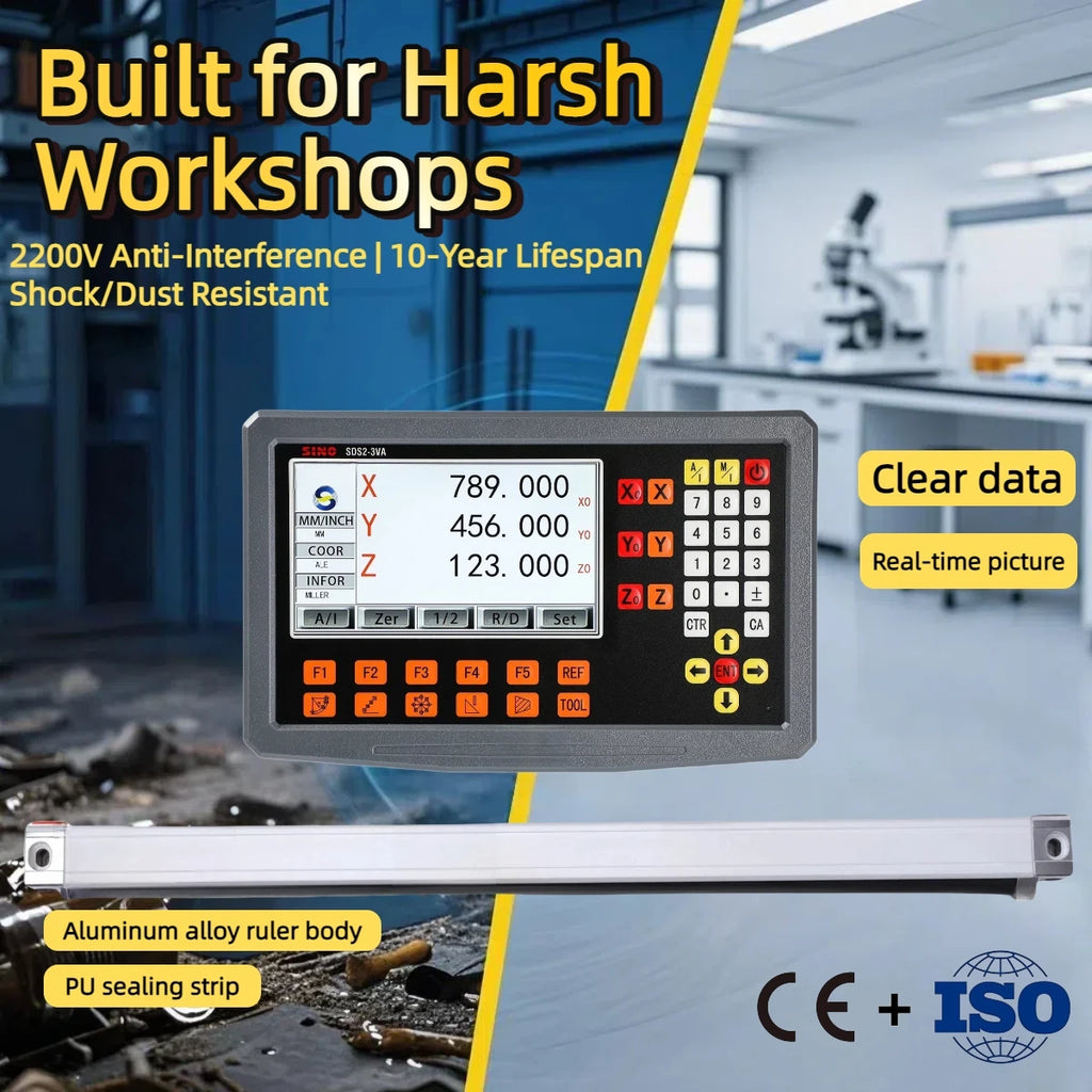 High Accuracy 3 Axis LCD DRO Set Digital Readout and 3 Pieces 0-1000mm 5um 1um Linear Scale Encoder Sensor Grating Ruler