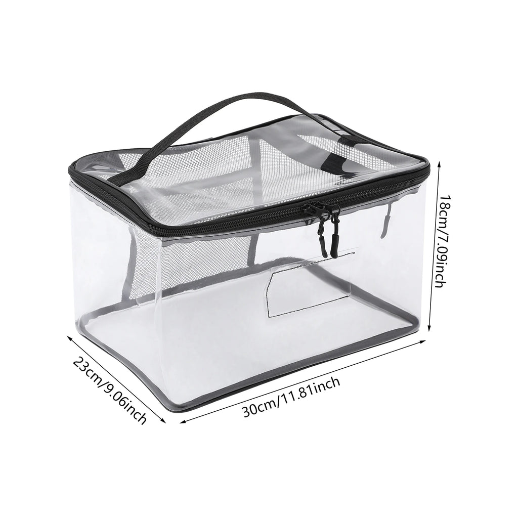 12 Pieces Large PVC Storage Bag, Transparent Black, Toy Organizer with Zipper Pockets, Game Room Storage, Travel Storage for Barbie, Blocks, Plush, Waterproof, Durable, Portable Handle, Home Closet
