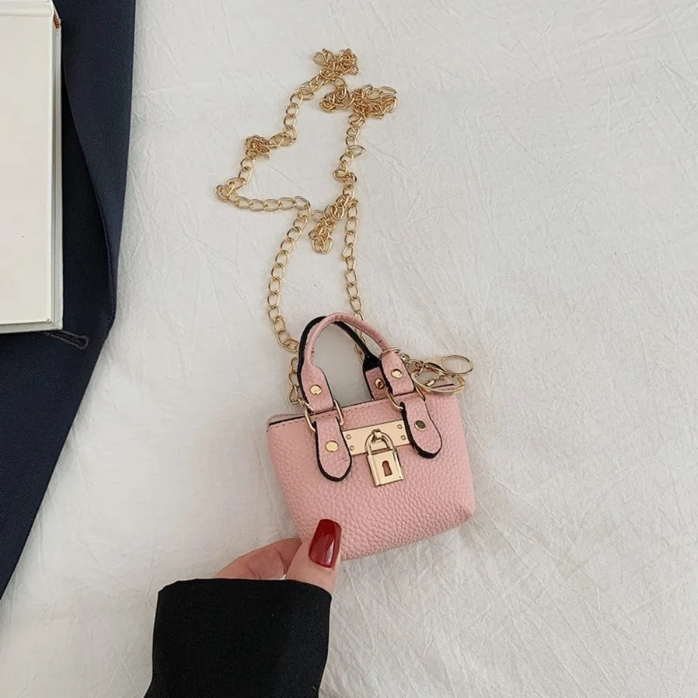 Portable Mini Small Square Bag Hand-held One-shoulder Shoulder Bag Chain Strap Wallet Keychain Women