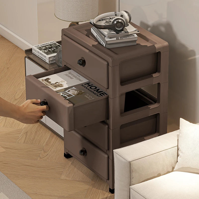Mobile Multi-Layer Drawer Storage Cabinet,Large Capacity Bedside Table with Wheels for Bedroom/Kitchen/Living Room