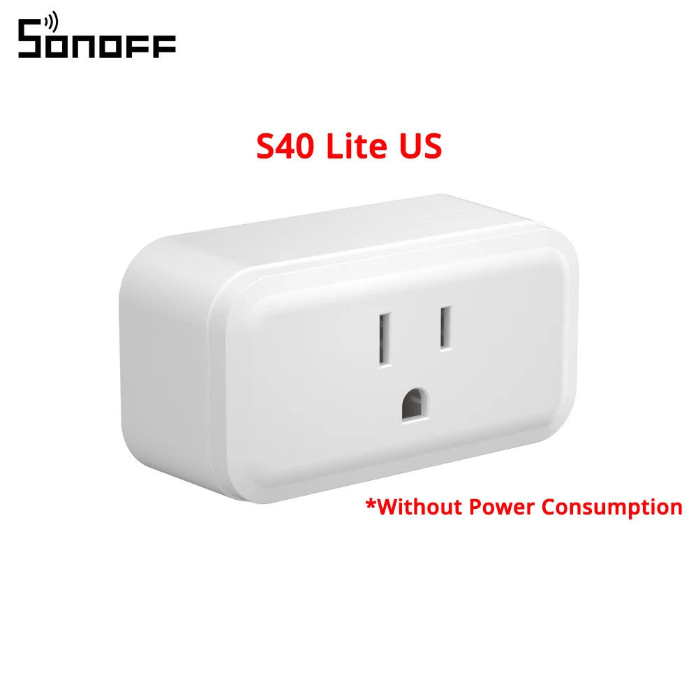 SONOFF iPlug S40/ S40 Lite US WiFi Smart Plug 15A with Energy Monitor 120V Wireless Socket Two Way Control Support R5 Remoter