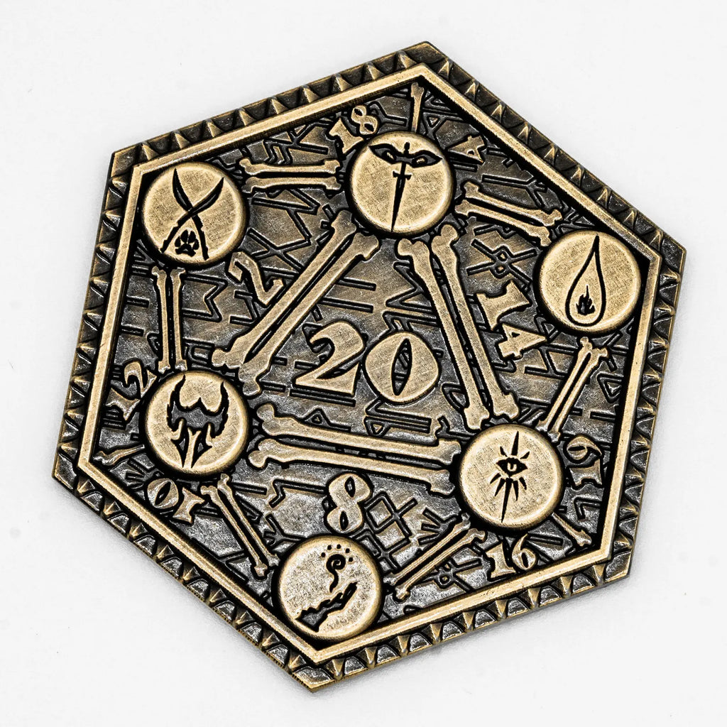 1Pcs D20 Coin Creative Metal Coins 45mm Metal Plated for RPG D&D Game Lovers Critical Fumble Novelty Board Games