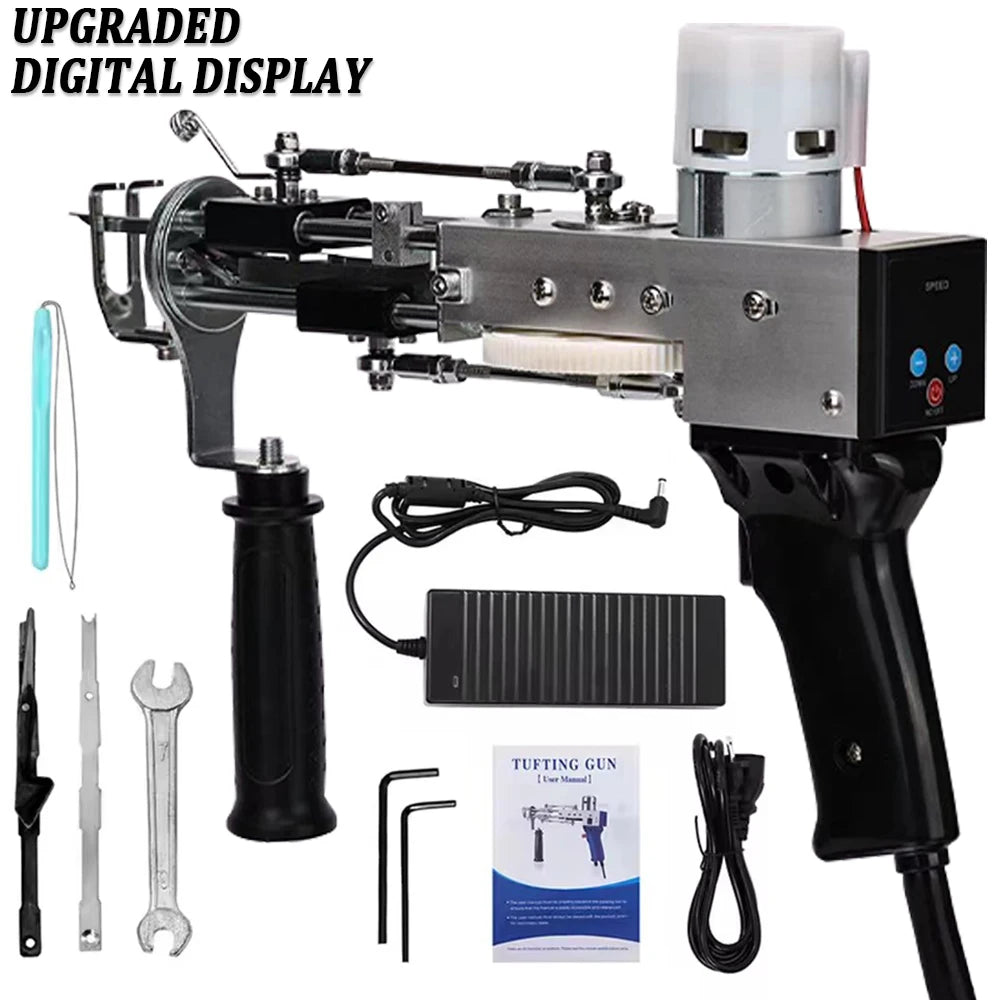 Tufting Gun 2 in 1 Set Electric Carpet Tufting Gun Electric Carpet Tapis Knitting Tufting Pistol Weaving Flocking Rug Machine
