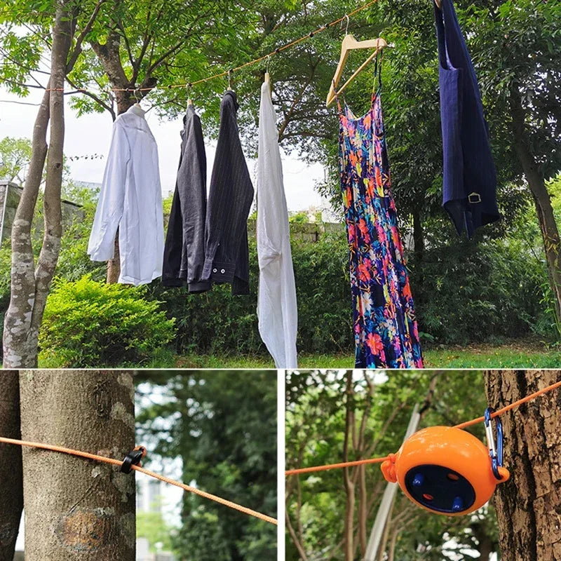 10m Clothesline Laundry Drying Rope Outdoor Clothes Line Windproof Anti-slip Retractable Cord for Hotel Camping accessories