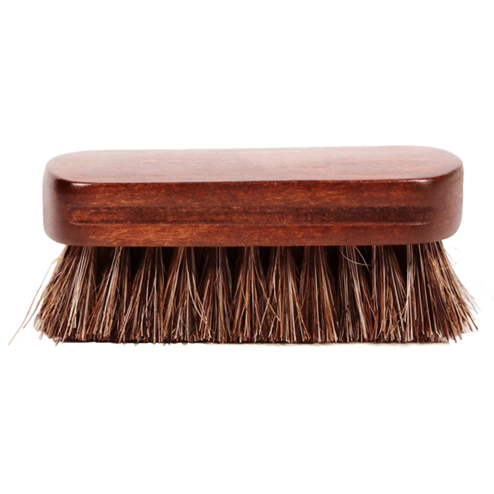 Car Interior Leather Textile Cleaning Brush with Horsehair Bristle Wood Handle