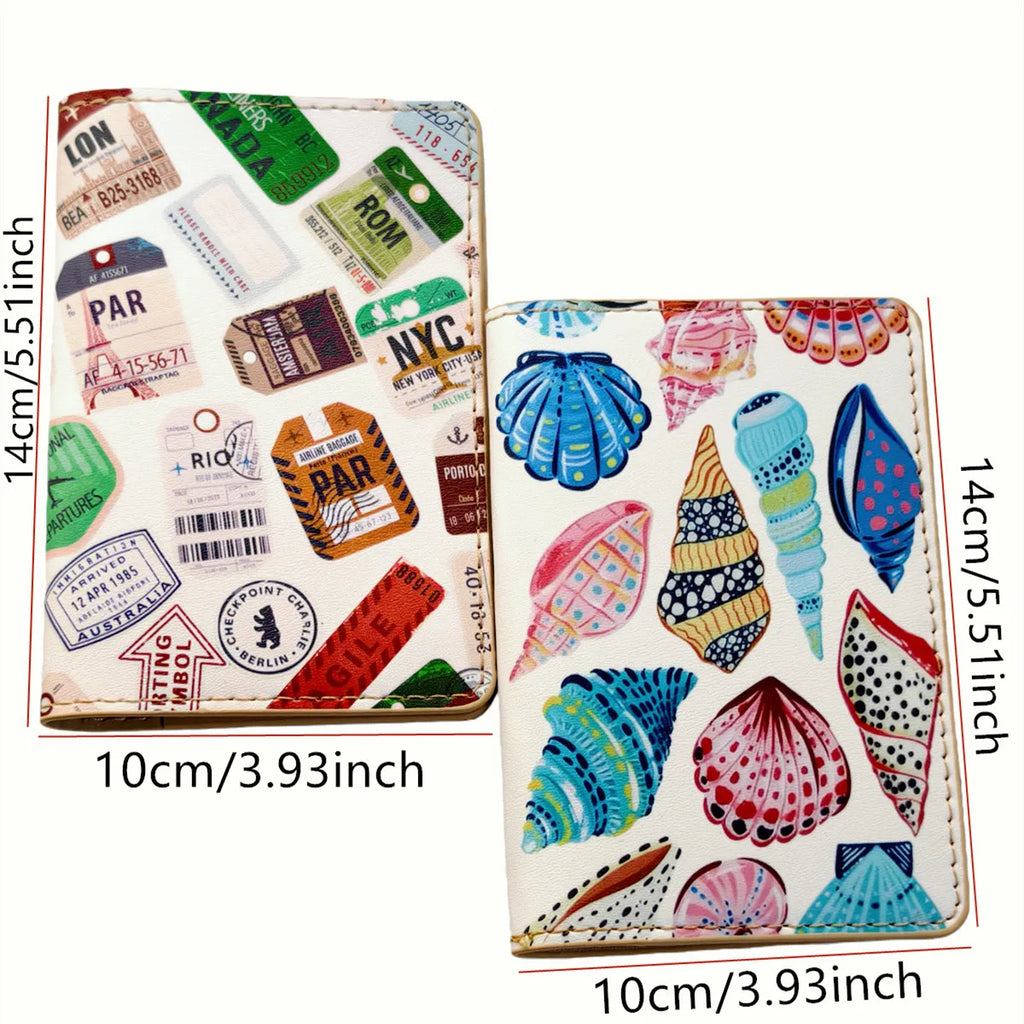 Hand-drawn illustration PU Leather Passport Cover Case Card Holder Lightweight Travel Accessories Wallet Gift For Lovers