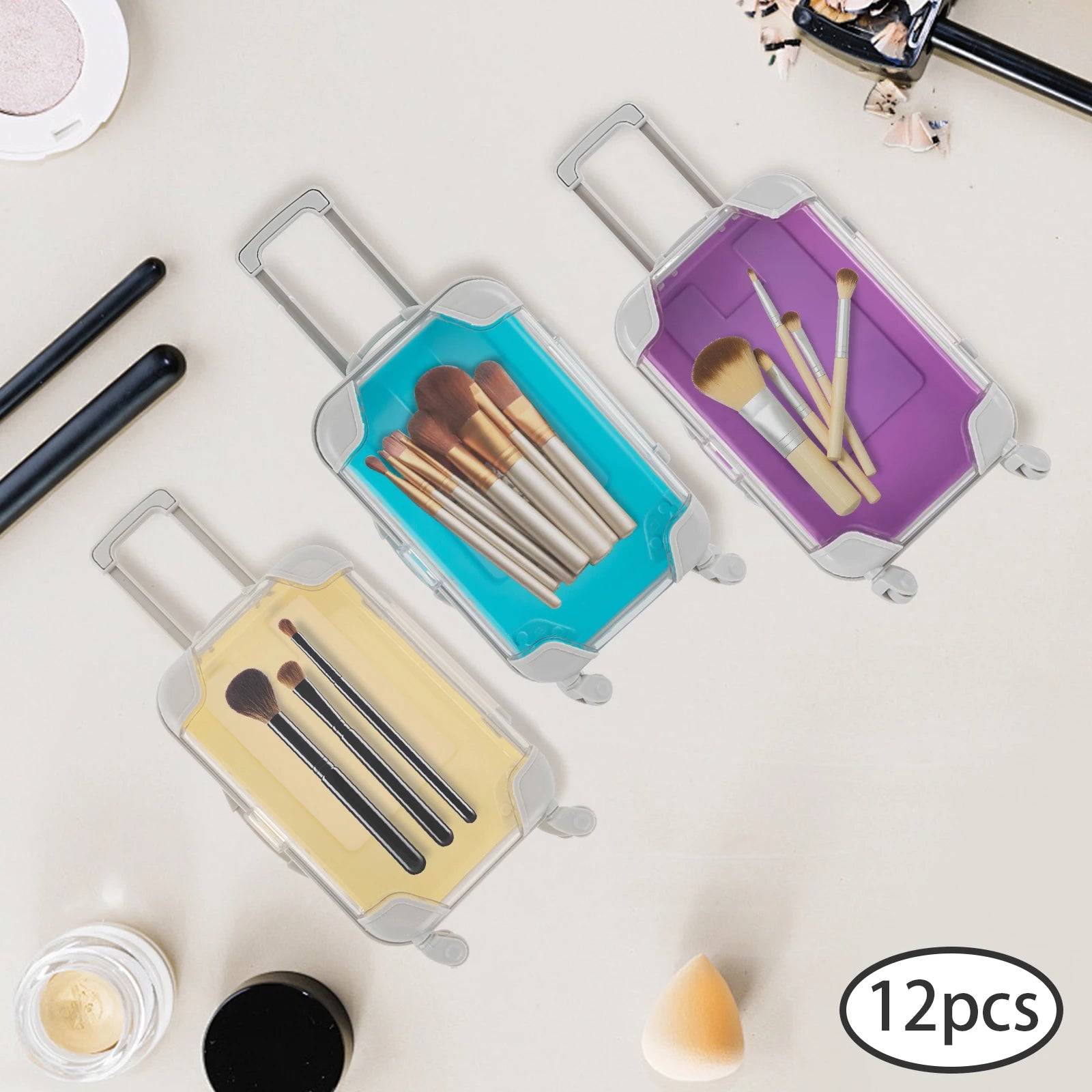 12pcs Mini Suitcase, Simulation Trolley Case, Mini Rolling Luggage for Travel Birthday Parties Beach Parties 5 Colors